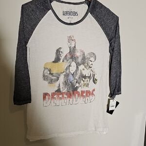 Defenders Kids Raglan Shirt - Gray and White Netflix Size Small